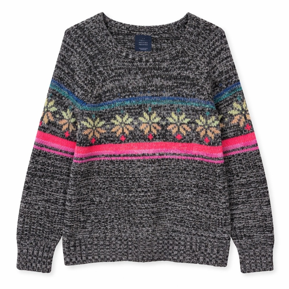 American Eagle Jegging Sweater Womens Large Grey Fair Isle Wool Mohair Summer L